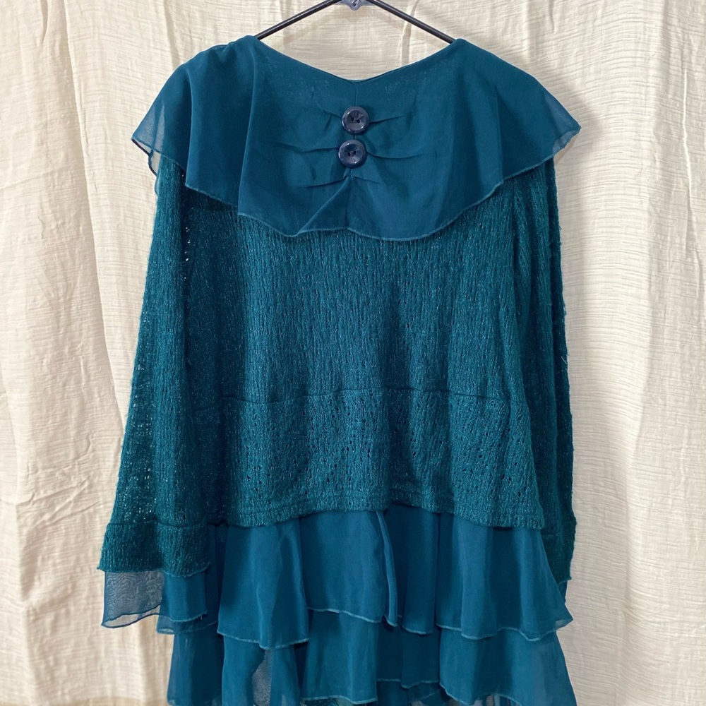 Vintage Pretty Angel Teal Layered Cardigan - Picture 3 of 3